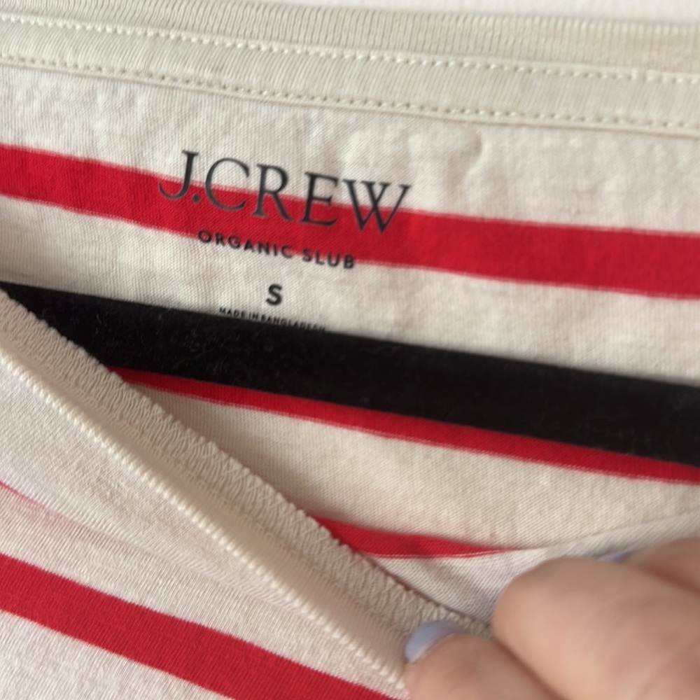 J Crew Organic Red Striped Tee - Picture 3 of 6